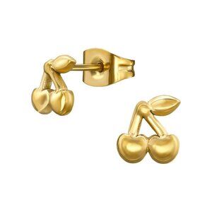 14k Gold Vermeil Tiny Cherry Studs